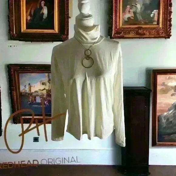 St John Long Sleeve Turtleneck top size XL white - Picture 1 of 10